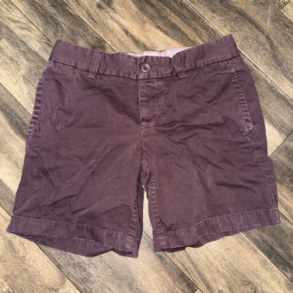 JCREW Distressed Broken in Boyfriend Chino Shorts Women's Size 0 Dark Berry